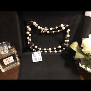 Classic Chanel CC Crystal and Pearl Necklace